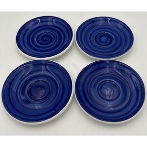 La Primula SRL Set of 4 5” Blue Tea Cup Saucers Retired Replacement Italy Made